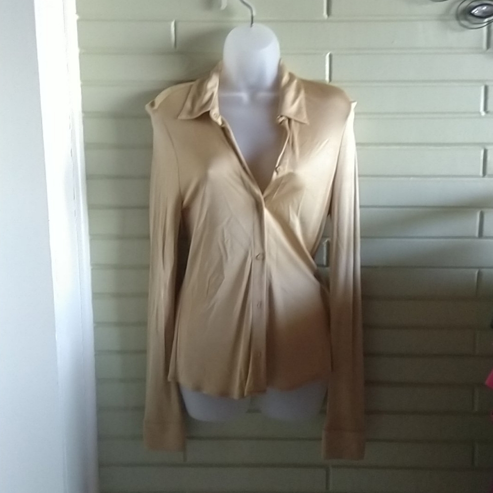 Gold silky button-down